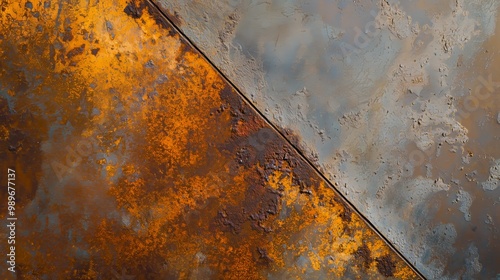 Rust steel plate metal detail texture with focussed rough and corroded metal surface red geometric pattern background. Generative AI photo