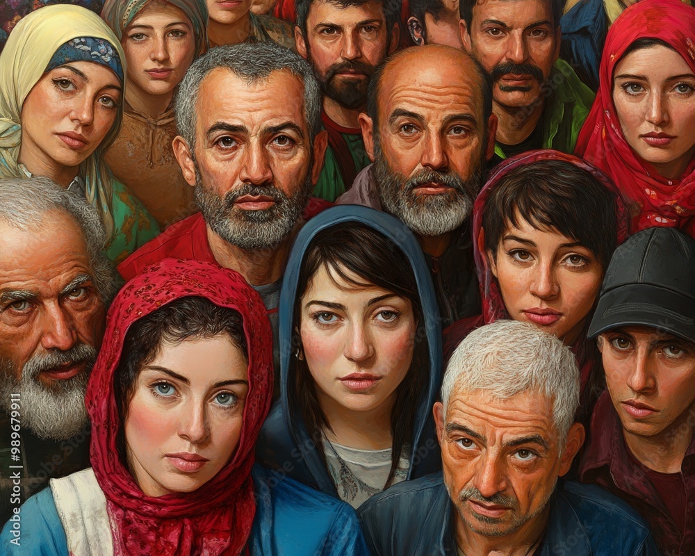 A diverse group of individuals of different ages and backgrounds, showcasing emotions and expressions in a crowded setting. A diverse group of individuals of different ages and backgrounds, showcasing emotions and expressions in a crowded setting.