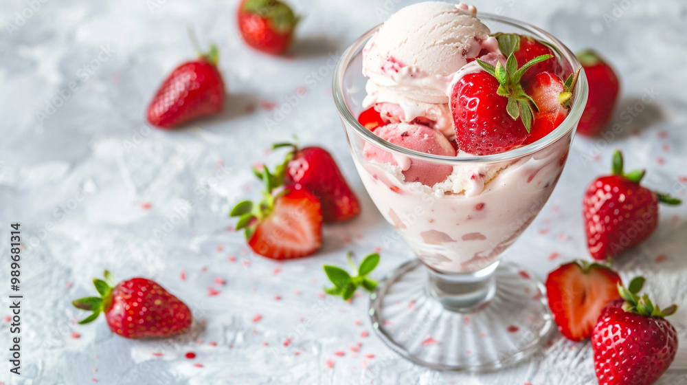 ice cream with strawberries ice cream with strawberries
