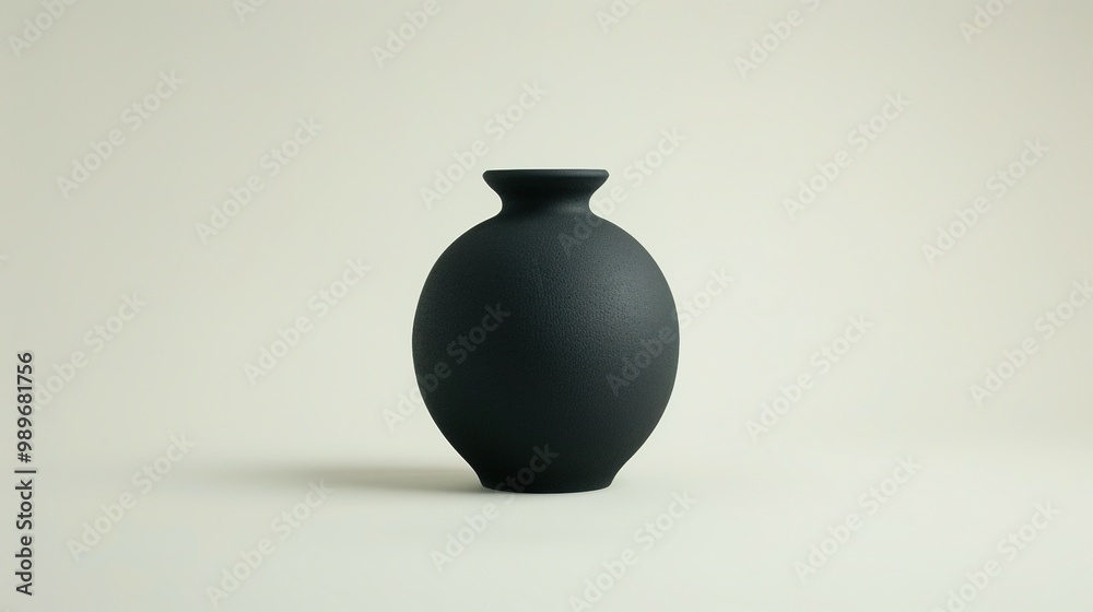 Black Ceramic Vase on White Background Black Ceramic Vase on White Background