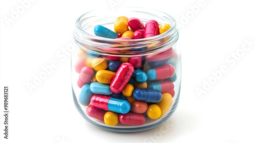 Colorful medicine capsule tablet. Dietary supplements, vitamin and biohacking pill