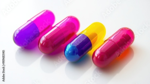 Colorful medicine capsule tablet. Dietary supplements, vitamin and biohacking pill