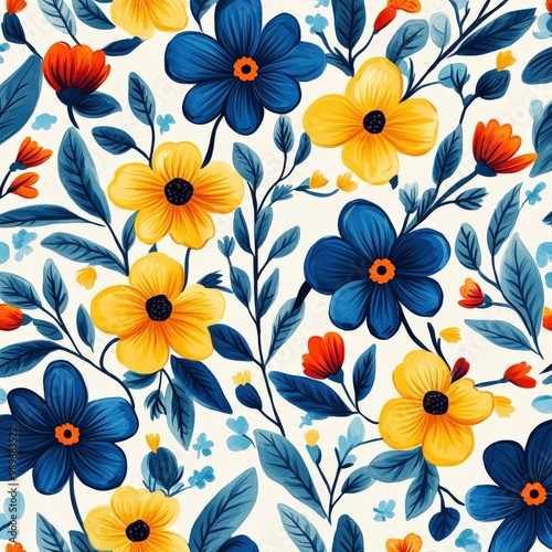 Wallpaper Mural Bold Filipino piña fabric-inspired floral pattern Torontodigital.ca