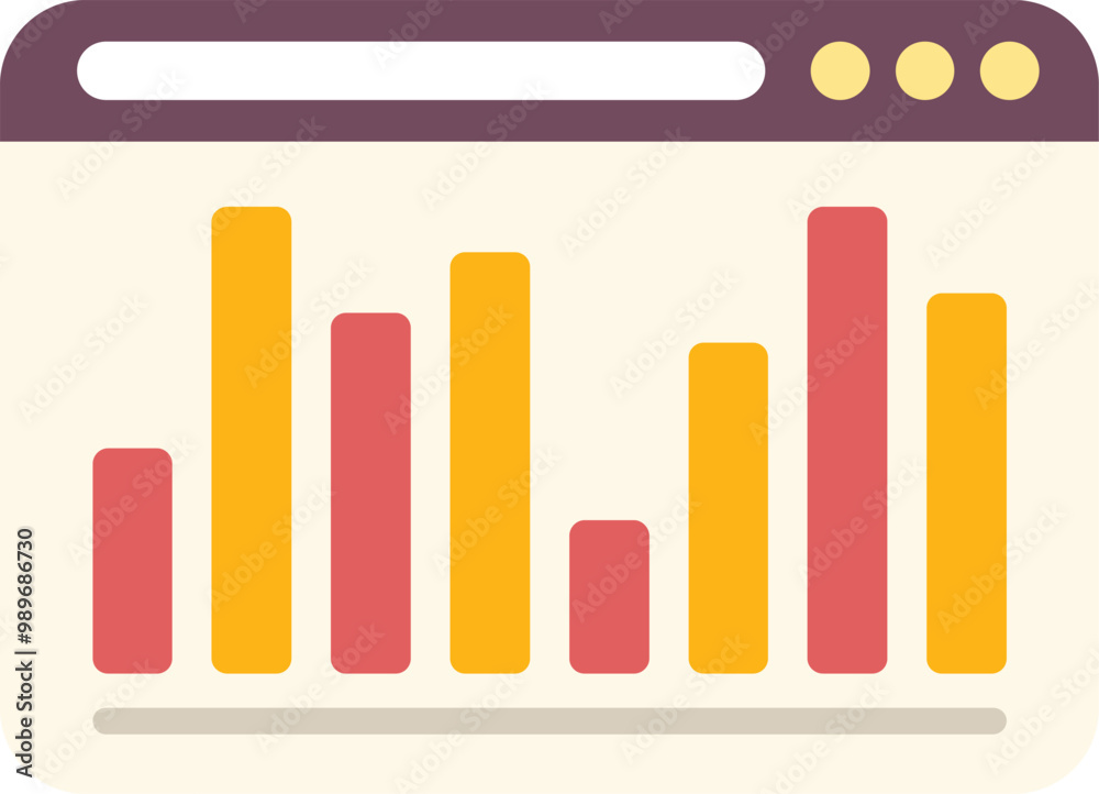 Statistical data bars displayed inside browser window, concept of web analytics Statistical data bars displayed inside browser window, concept of web analytics
