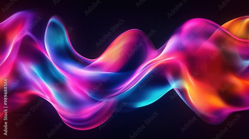 Vibrant Abstract Colorful Waves on Dark Background