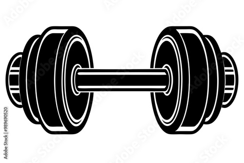 dumbbell flat silhouette icon illustration