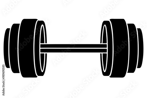 dumbbell flat silhouette icon illustration