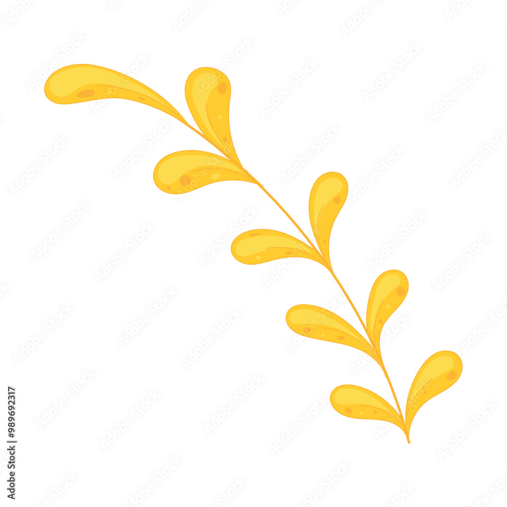 Yellow branch with delicate curved leaves design Vector Yellow branch with delicate curved leaves design Vector
