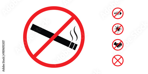 Smoking forbidden icon with flat style. Isolated vector smoking forbidden icon image on a white background, simple style. Some similar icons added.