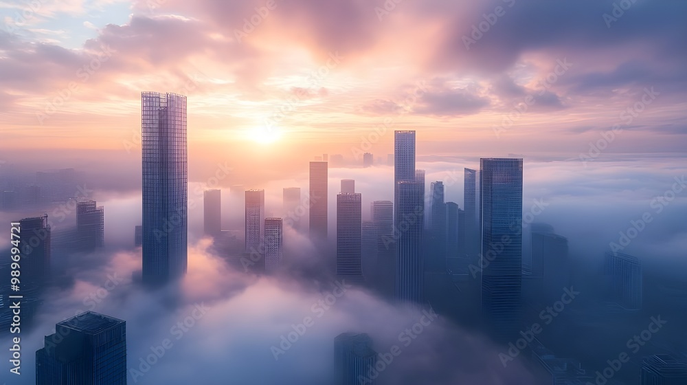 Fog drifts through city as sun rises picturesque morning images Fog drifts through city as sun rises picturesque morning images