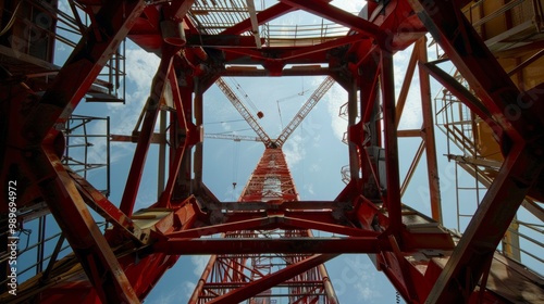 Wallpaper Mural construction crane from the ground generative ai Torontodigital.ca