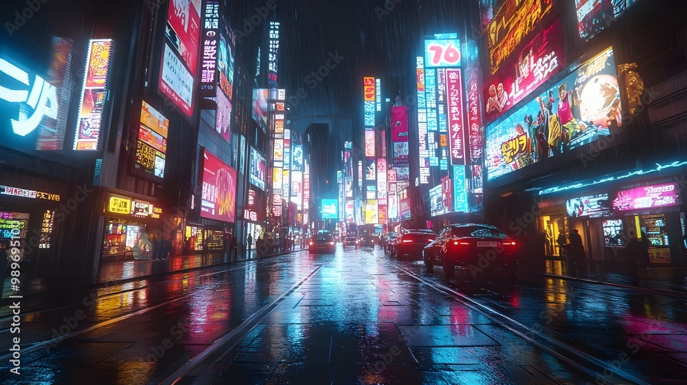 Neon-lit towers illuminate busy city nightlife stunning pictures Neon-lit towers illuminate busy city nightlife stunning pictures