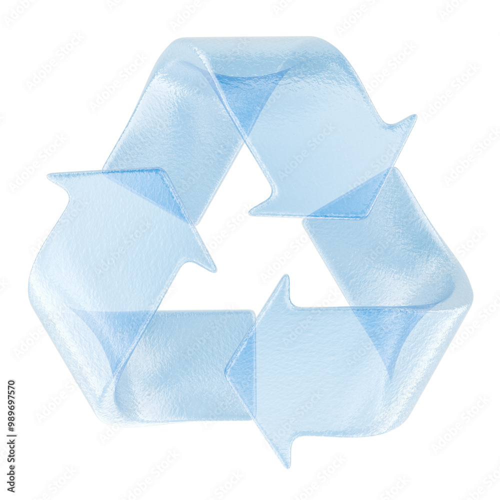 Recycle symbol from water, 3D rendering isolated on transparent background Recycle symbol from water, 3D rendering isolated on transparent background