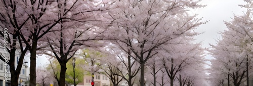 美しい桜並木の道