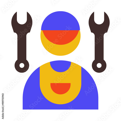 mechanic of car service and repairing with flat icon sets