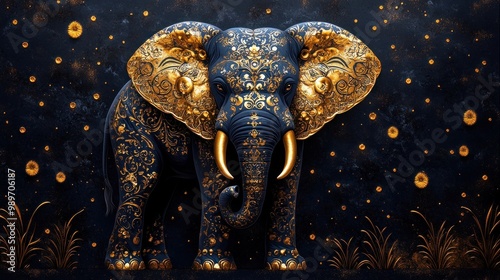 Golden Decorated Elephant photo