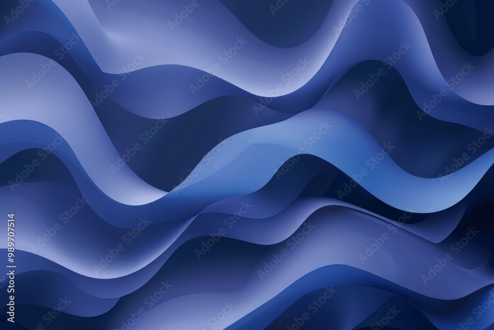 Fototapeta premium Abstract Blue Wavy Pattern with Depth and Dimension