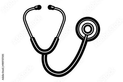 stethoscope silhouette vector, Medical icon stethoscope