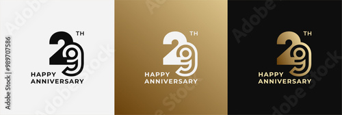 Logo 29th, 29 years anniversary, Creative design template for celebration, birthday and invitation. Editable file