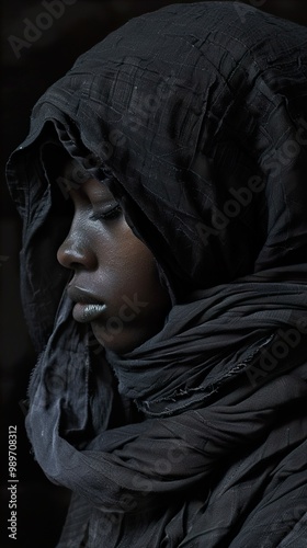 Portrait of a Woman in a Black Headscarf