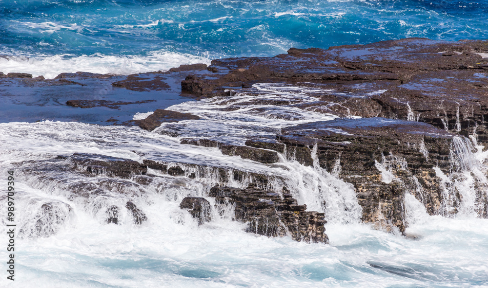 Dramatic Ocean crashing wave Hawaii at Makapu Point Dramatic Ocean crashing wave Hawaii at Makapu Point