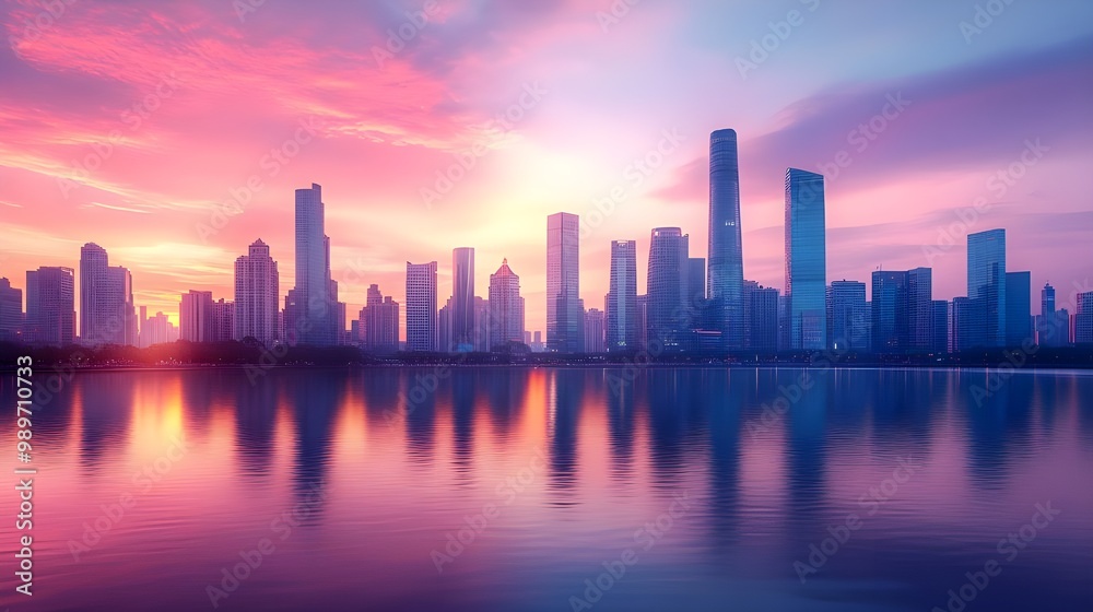 City wrapped in morning fog with sun rising tranquil images City wrapped in morning fog with sun rising tranquil images