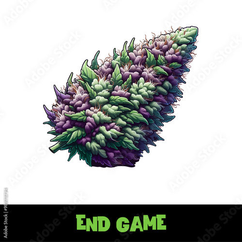 Vector Illustrated End Game Cannabis Bud Strain Cartoon