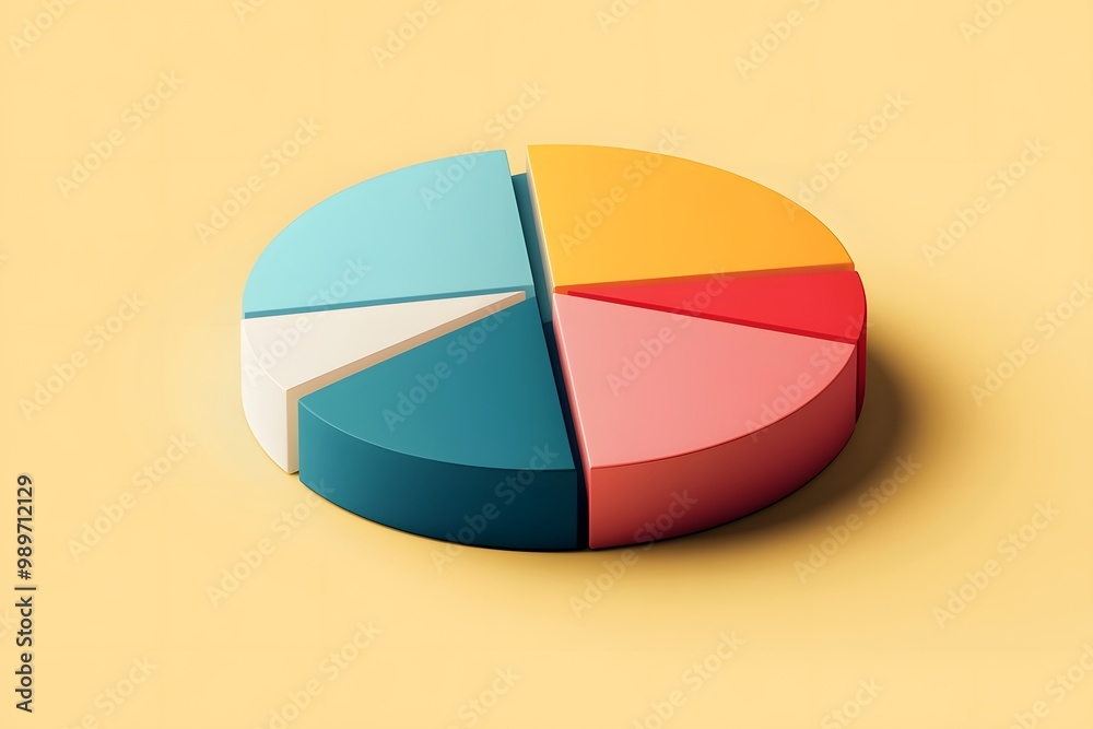 Obraz premium An isolated flat design of a pie chart, using clean lines and bright, modern colors to symbolize data analysis or statistics