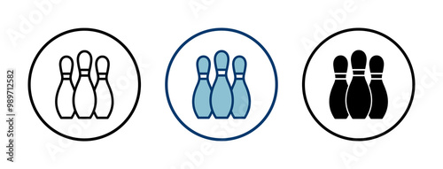 Bowling game Pin Icon vector isolated on white background. Bowling icon, ball and pin