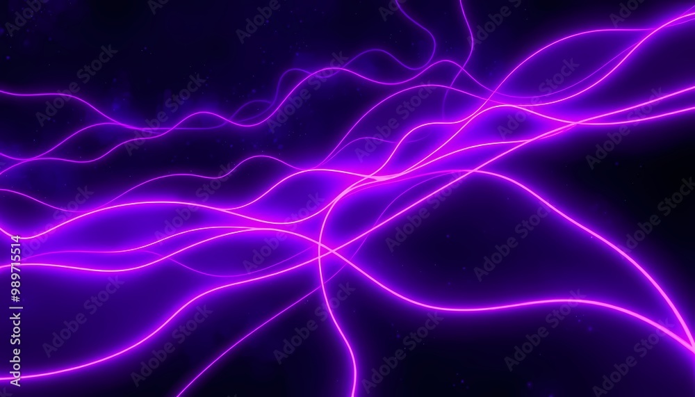Fototapeta premium Glowing Curved Purple and Magenta Lines Flowing Through Dark Sci-Fi Background