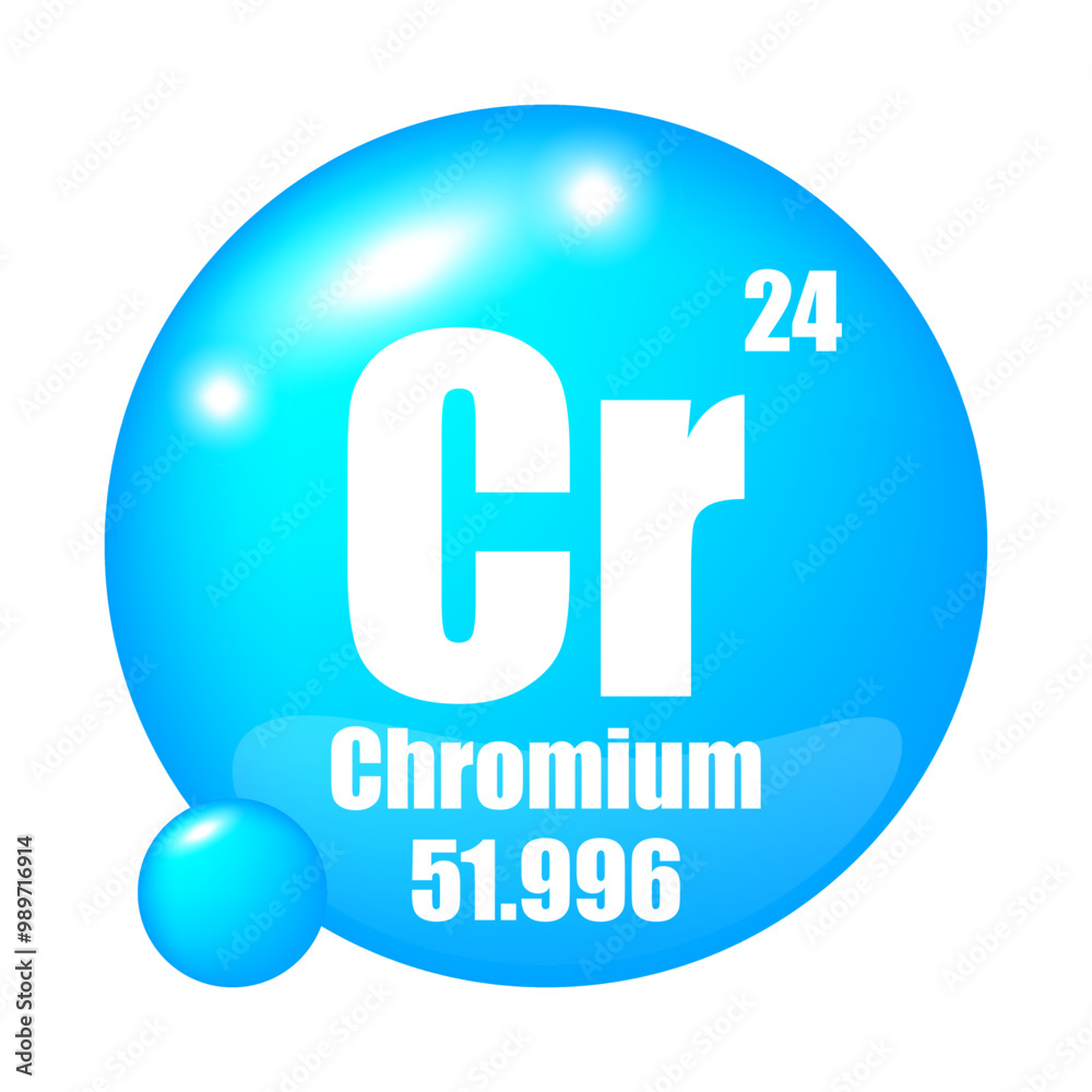 Chromium element icon. Cr symbol focus. Atomic number 24. Mass 51.996. Chromium element icon. Cr symbol focus. Atomic number 24. Mass 51.996.