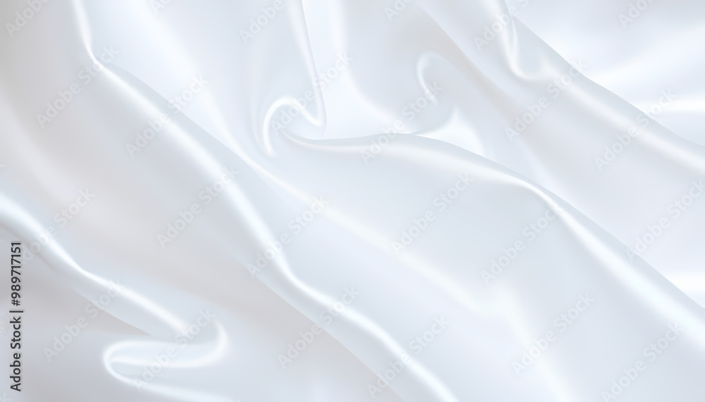 Fototapeta premium Close-Up of Softly Wrinkled White Silk Fabric with Fine Folds and Subtle Light Reflections