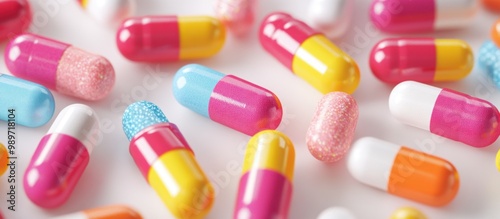 Colorful Capsules on White Background