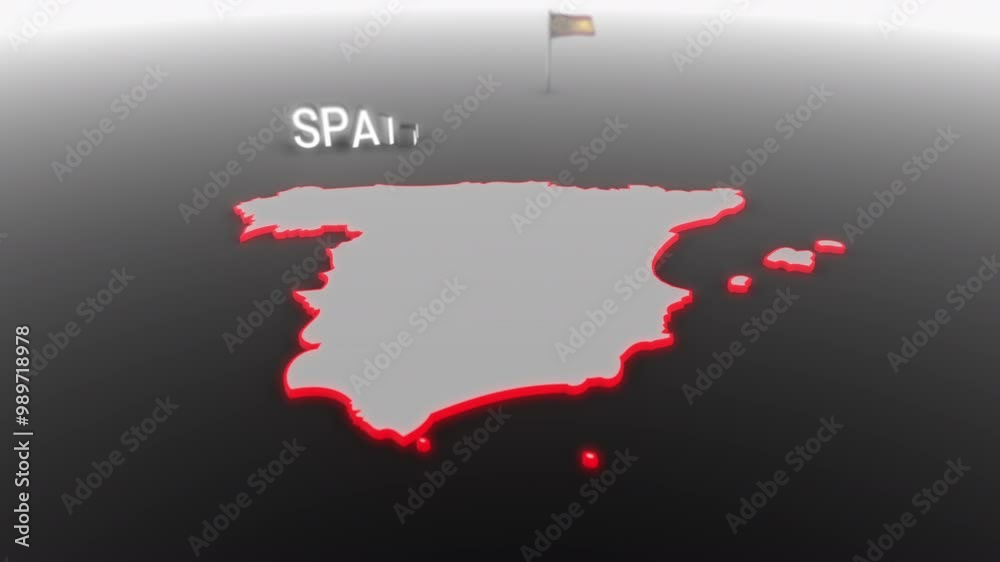 3d animated map of Spain gets hit and fractured by the text “Recession” 3d animated map of Spain gets hit and fractured by the text “Recession”