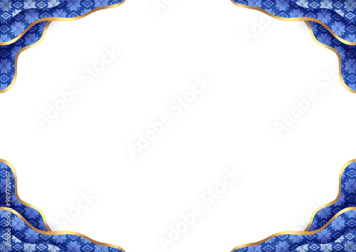 Golden blue background certificate template with traditional South Sumatra songket cloth motif. Wallpaper, background, design, template