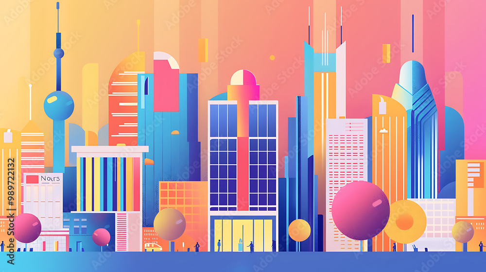 Obraz premium city skyline illustration