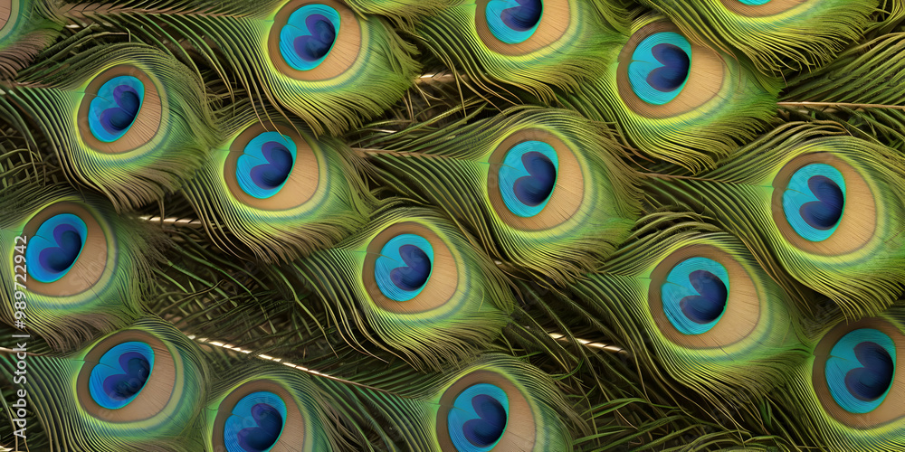Obraz premium Peacock Feathers: A Symphony of Colors and Patterns for Copy Space