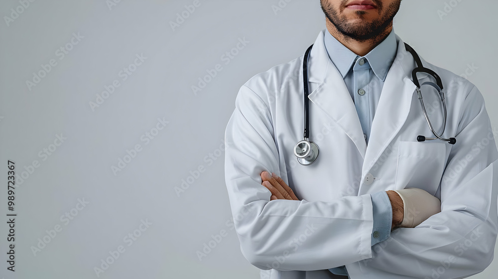 Doctor with Stethoscope, Ready to Provide Healthcare, Copy Space Doctor with Stethoscope, Ready to Provide Healthcare, Copy Space