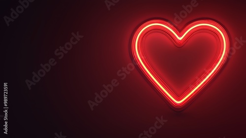 Neon Heart Light on Dark Background