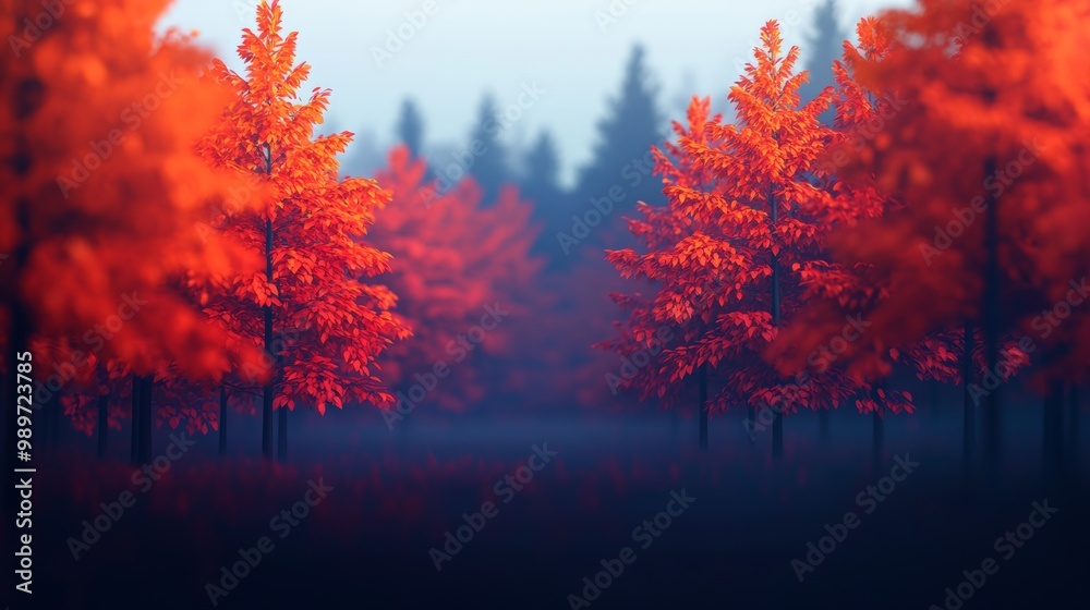 Vibrant Autumn Forest with Bright Orange Foliage Vibrant Autumn Forest with Bright Orange Foliage