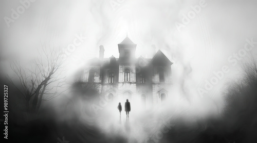 Haunted Mansion in Dense Fog