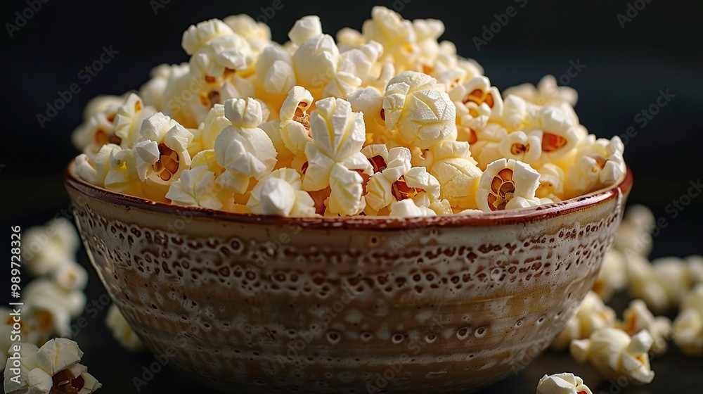 Bowl of popcorn on a dark background Bowl of popcorn on a dark background
