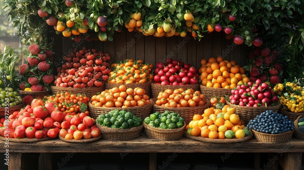 Vibrant Fruits and Vegetables Display