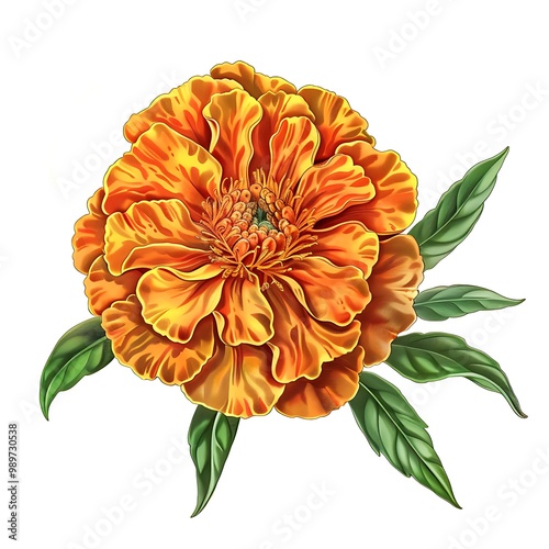 Fig Marigold Flower isolated on white background. photo