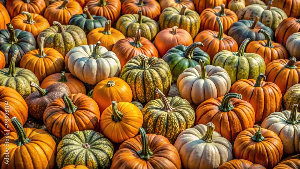 Geometric abstraction of pumpkins in a patch with earthy tones Geometric abstraction of pumpkins in a patch with earthy tones