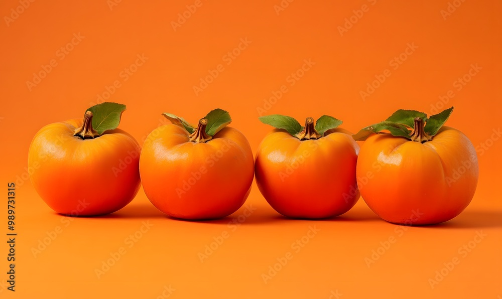 persimmons, light orange background, Generative AI persimmons, light orange background, Generative AI
