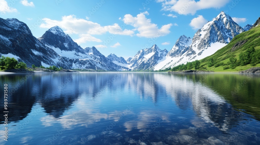 Serene Mountain Reflection in Tranquil Lake Serene Mountain Reflection in Tranquil Lake