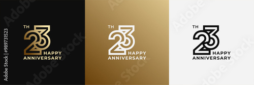 Logo 23th, 23 years anniversary, Creative design template for celebration, birthday and invitation. Editable file