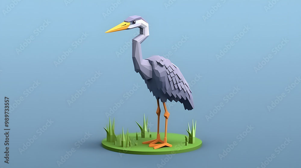 Fototapeta premium Heron 3d Cartoon