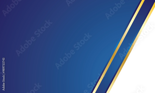 Blue gradient abstract background with gold lines